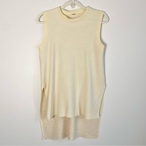 Adam Lippes Sleeveless Sweater High Low Hi-Low Cream Ivory Vest Top Size Small